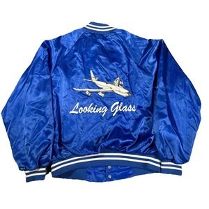 Vintage US Air Force Bomber Jacket Men XL Looking Glass Airplane Graphic Command